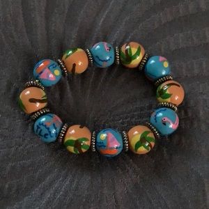 Summer-theme hand painted beaded bracelet